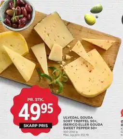 MENY ULVEDAL GOUDA SORT TRØFFEL 50+, IBERICO ELLER GOUDA SWEET PEPPER 50+ tilbud