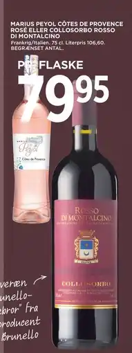 MENY MARIUS PEYOL CÔTES DE PROVENCE ROSÉ ELLER COLLOSORBO ROSSO DI MONTALCINO tilbud