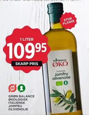 MENY GRØN BALANCE ØKOLOGISK ITALIENSK JOMFRU OLIVENOLIE tilbud