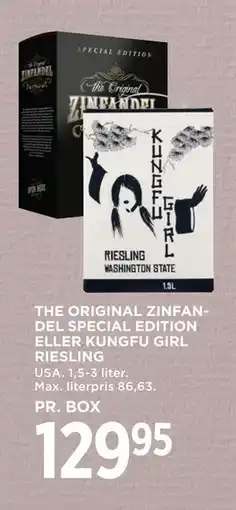 MENY THE ORIGINAL ZINFANDEL SPECIAL EDITION ELLER KUNGFU GIRL RIESLING tilbud