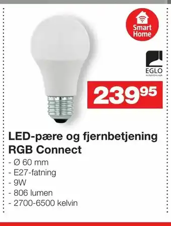 LED-pære og fjernbetjening RGB Connect