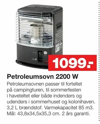 Bauhaus Petroleumsovn 2200 W tilbud