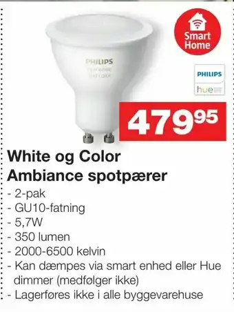 White og Color Ambiance spotpærer