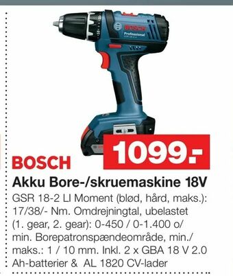 Akku Bore-/skruemaskine 18V