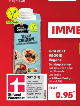 Kaufland DE K-take it veggie Vegane Schlagcreme tilbud