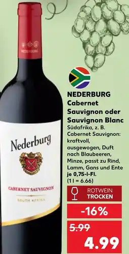 Kaufland DE Nederburg cabernet sauvignon oder sauvignon blanc tilbud