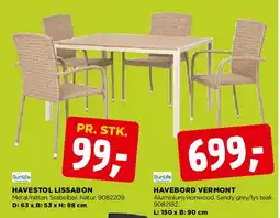 jem & fix HAVESTOL LISSABON / HAVEBORD VERMONT tilbud