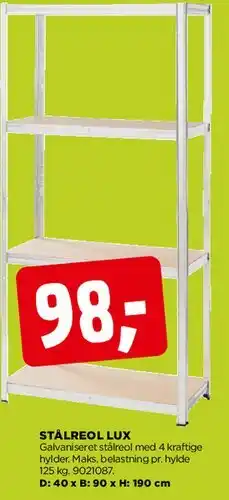 jem & fix Stålreol LUX (hvid) tilbud