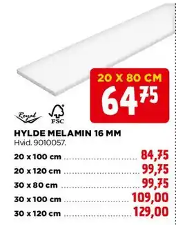 jem & fix Hylde melamin 16 mm (hvid) tilbud