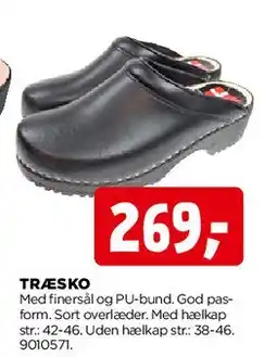 jem & fix Træsko (kraftig PU-bund) tilbud