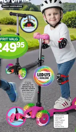 Buddy Leg 3-hjulet løbehjul med flexstyring og LED-lys i hjulene pink eller sort tilbud