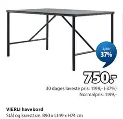 JYSK VIERLI havebord tilbud