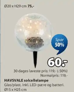 JYSK HAVSVALE solcellelampe tilbud