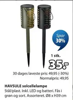 JYSK HAVSULE solcellelampe tilbud