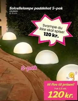 Hi five Solcellelampe paddehat 5-pak tilbud