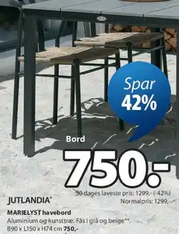 JYSK JUTLANDIA MARIELYST havebord tilbud