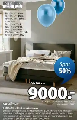 JYSK BJØRNSKOV + KOLA elevationsseng tilbud