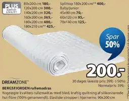 JYSK DREAMZONE BERGSFJORDEN rullemadras tilbud