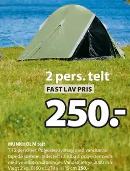 JYSK MUNKHOLM 2 pers. telt tilbud