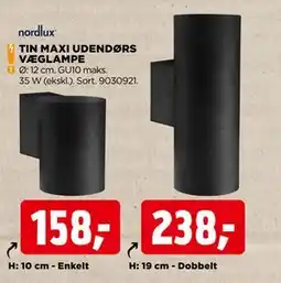 jem & fix TIN MAXI UDENDØRS VÆGLAMPE tilbud