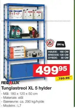 Bauhaus Regalux tunglastreol xl 5 hylder tilbud