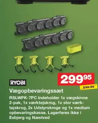 Bauhaus RYOBI Vægopbevaringssæt tilbud