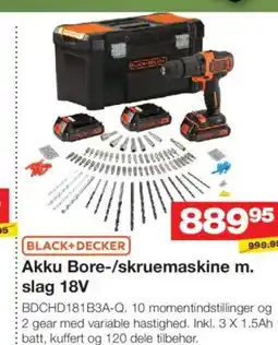 Bauhaus Black+decker akku bore-/skruemaskine m. slag 18v tilbud