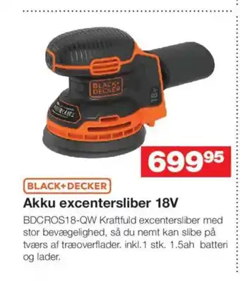 Bauhaus Black decker akku excentersliber 18v tilbud