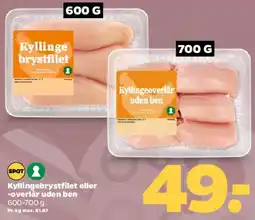 Netto Kyllingebrystfilet eller kyllingeoverlår uden ben tilbud