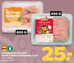Netto Kyllingeunderlår eller dansk hakket kylling tilbud