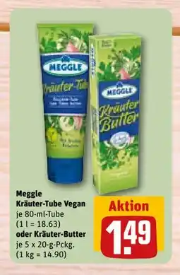 REWE DE Meggle Kräuter-Tube Vegan oder Kräuter-Butter, EUR 1.49 tilbud