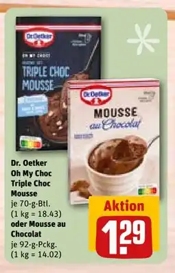 REWE DE Dr. Oetker Oh My Choc Triple Choc Mousse oder Mousse au Chocolat, EUR 1.29 tilbud