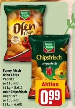 REWE DE Funny frisch Ofen Chips oder Chipsfrisch, EUR 0.99 tilbud