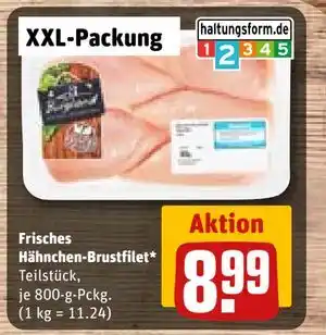 REWE DE Frisches Hähnchen-Brustfilet*, EUR 8.99 tilbud