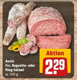 REWE DE Aoste Frz. Baguette- oder Ring-Salami, EUR 2.29 tilbud