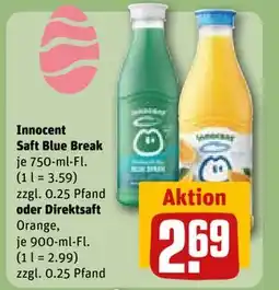 REWE DE Innocent Saft Blue Break oder Direktsaft oder Direktsaft, EUR 2.69 tilbud