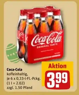 REWE DE Coca-Cola koffeinhaltig, EUR 3.99 tilbud