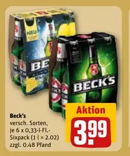 REWE DE Beck’s, EUR 3.99 tilbud