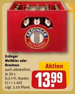 REWE DE Erdinger Weißbier oder Brauhaus, EUR 13.99 tilbud