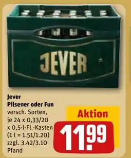 REWE DE Jever Pilsener oder Fun, EUR 11.99 tilbud