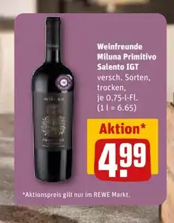 REWE DE Weinfreunde Miluna Primitivo Salento IGT, EUR 4.99 tilbud