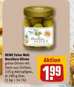 REWE DE REWE Feine Welt Nocellara Oliven, EUR 1.99 tilbud
