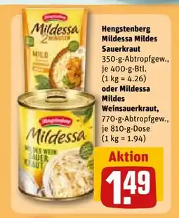 REWE DE Hengstenberg Mildessa Mildes Sauerkraut oder Mildessa. Mildes Weinsauerkraut, EUR 1.49 tilbud