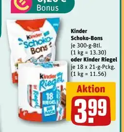 REWE DE Kinder Schoko-Bons oder Kinder Riegel, EUR 3.99 tilbud