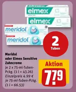 REWE DE Meridol oder Elmex Sensitive Zahncreme, EUR 7.79 tilbud