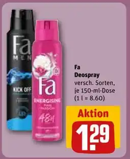 REWE DE Fa Deospray, EUR 1.29 tilbud