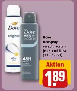 REWE DE Dove Deospray, EUR 1.89 tilbud