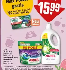 REWE DE Ariel All in 1 Pods oder Universal flüssig Waschmittel, EUR 15.99 tilbud