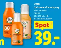 Lidl CIEN Solcreme eller solspray (SPF 30) tilbud