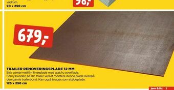 jem & fix Trailer renoveringsplade 12 mm tilbud